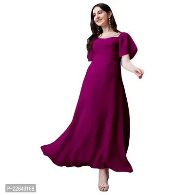 Vastani Enterprise Women's Regular Fit Solid Printed Georgette Maxi Dress (DRS VE-71)