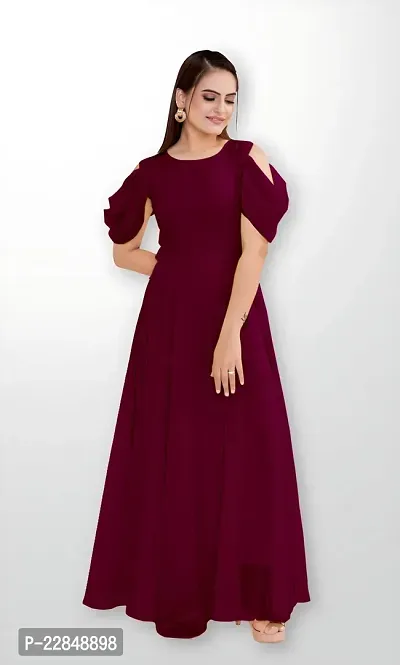 Vastani Enterprise Women's Regular Fit Solid Printed Georgette Full Length Gown (VE-74)-thumb4