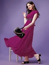Vastani Enterprise Women's Regular Fit Solid Printed Georgette Maxi Gown (DRS VE-48)-thumb2