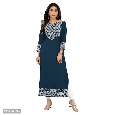 Vastani Enterprise Women's Regular Fit Solid Printed Cotton Rayon Ankle Length Kurti (VE_41)