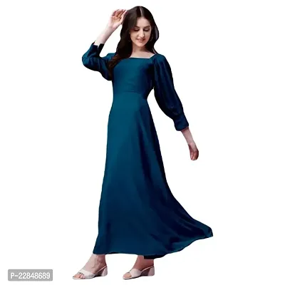 Vastani Enterprise Women's Regular Fit Solid Printed Georgette Maxi Dress (DRS VE-72)-thumb0