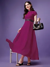 Vastani Enterprise Women's Regular Fit Solid Printed Georgette Maxi Gown (DRS VE-48)-thumb4