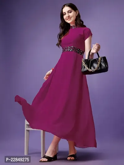 Vastani Enterprise Women's Regular Fit Solid Printed Georgette Maxi Gown (DRS VE-48)-thumb5