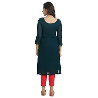 Vastani Enterprise Women's Regular Fit Georgette Embroidered Straight Kurta-thumb3