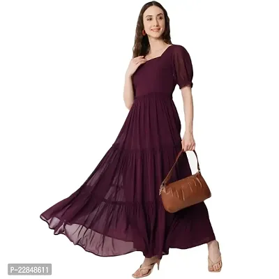 Vastani Enterprise Women's Regular Fit Solid Printed Georgette Full Length Gown (VE-76)