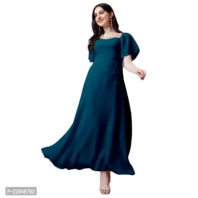 Vastani Enterprise Women's Regular Fit Solid Printed Georgette Maxi Dress (DRS VE-71)-thumb0