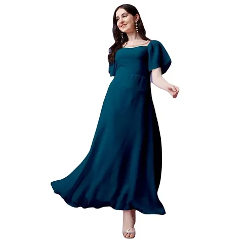 Vastani Enterprise Women's Regular Fit Solid Printed Georgette Maxi Dress (DRS VE-71)