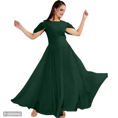 Vastani Enterprise Women's Regular Fit Solid Printed Georgette Full Length Gown (VE-74)-thumb0
