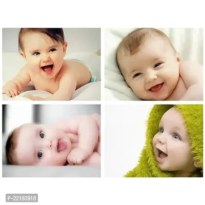 Classic Set Of 4 Cute Smiling Baby Posters, Multicolour, Paper, 12 X 18 Inch, Large