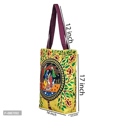 Tikuli Polyester Durable Canvas Large Size Printed Tote Bag for Women with ZIP (Gold Brown)-thumb2