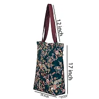 Tikuli Polyester Durable Canvas Large Size Printed Tote Bag for Women with ZIP (Brown Multi)-thumb1