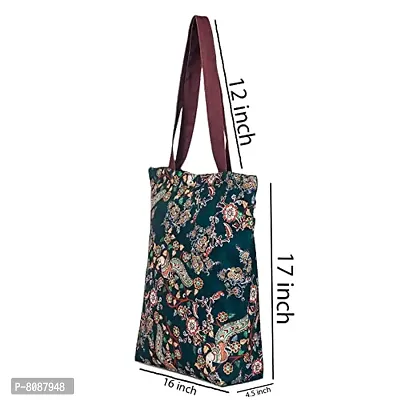 Tikuli Polyester Durable Canvas Large Size Printed Tote Bag for Women with ZIP (Brown Multi)-thumb2