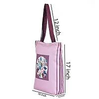 Tikuli Polyester Durable Canvas Large Size Printed Tote Bag for Women with ZIP (Pink)-thumb1