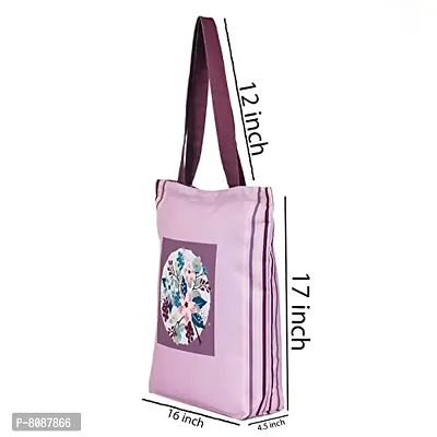 Tikuli Polyester Durable Canvas Large Size Printed Tote Bag for Women with ZIP (Pink)-thumb2