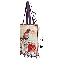Tikuli Polyester Durable Canvas Large Size Printed Tote Bag for Women with ZIP (Red Multi-3)-thumb1