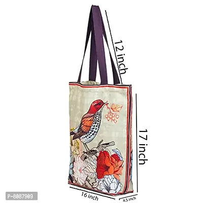 Tikuli Polyester Durable Canvas Large Size Printed Tote Bag for Women with ZIP (Red Multi-3)-thumb2