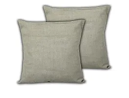 TIKULI Set of 2pcs Decorative Handloom Linen Solid Cushion / Pillow Covers 16 inch X 16 inch-thumb1