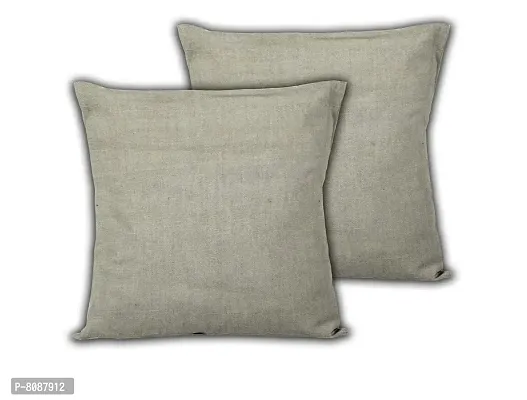 TIKULI Set of 2pcs Decorative Handloom Linen Solid Cushion / Pillow Covers 16 inch X 16 inch-thumb2