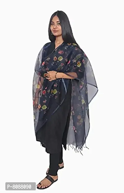 Tikuli Women's Banarasi Organza Floral Digital Printed Dupatta-thumb2