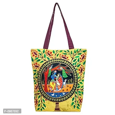 Tikuli Polyester Durable Canvas Large Size Printed Tote Bag for Women with ZIP (Gold Brown)-thumb0