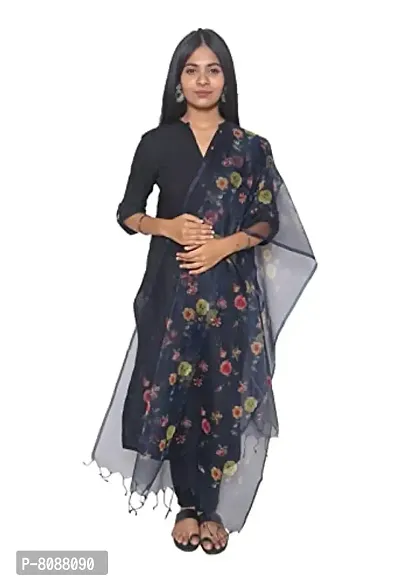 Tikuli Women's Banarasi Organza Floral Digital Printed Dupatta-thumb0