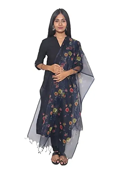 Tikuli Women's Banarasi Organza Floral Digital Dupatta