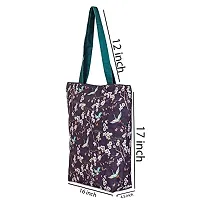 Tikuli Polyester Durable Canvas Large Size Printed Tote Bag for Women with ZIP (Purple Multi)-thumb1