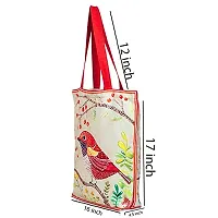 Tikuli Polyester Durable Canvas Large Size Printed Tote Bag for Women with ZIP (Red Multi-2)-thumb1