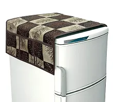 Groki Polyester Combo of Fridge Top Cover, 2 Fridge Handle Covers + 3 Fridge Mats (6 Piece Set)- Brown-thumb2