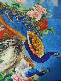 Premium Cotton 4 Seater Peacock Designer Center Table Cover (Blue)-thumb3