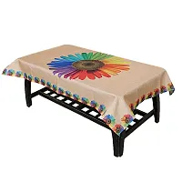 Premium Cotton 4 Seater Sun Flower Designer Center Table Cover (Multicolor)-thumb1