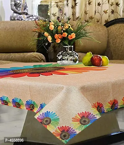 Premium Cotton 4 Seater Sun Flower Designer Center Table Cover (Multicolor)-thumb0