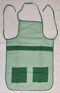 Premium Cotton With PVC Checkered Design Kitchen Apron with Front Pockets (Green)-thumb2