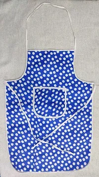 Premium Cotton With PVC Polka Dot Kitchen Apron with Front Pocket (Blue)-thumb2