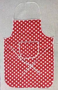 Premium Cotton With PVC Polka Dot Kitchen Apron with Front Pocket (Red)-thumb2