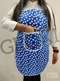 Premium Cotton With PVC Polka Dot Kitchen Apron with Front Pocket (Blue)-thumb1