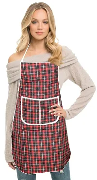 Premium Cotton With PVC Checkered Design Kitchen Apron with Front Pockets (Multicolor, Pack of 1)-thumb3