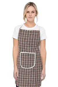 Premium Cotton With PVC Checkered Design Kitchen Apron with Front Pockets (Multicolor, Pack of 1)-thumb1