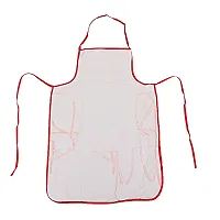 Premium Cotton With PVC Small Checkered Design Kitchen Apron with Front Pockets (Maroon, Pack of 1)-thumb1