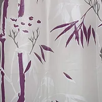 Premium Bamboo Design PVC Shower Curtain with 8 Hooks 7ft  (54in x 84in, Purple)-thumb2