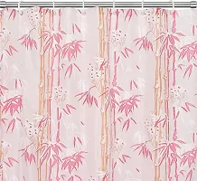 Premium Bamboo Design PVC Shower Curtain with 8 Hooks 9ft (54in x 84in, Pink)-thumb3