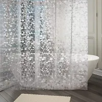 Premium Stone Design PVC Shower Curtain with 8 Hooks (54in x 84in, Translucent)-thumb3