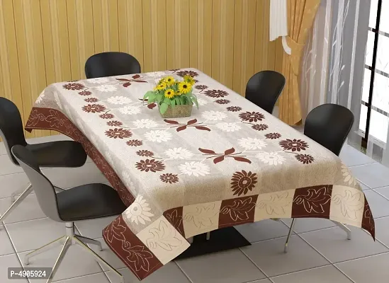 Premium Cotton Floral Dining Table Cover (Brown)