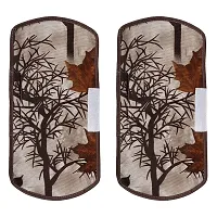 Premium Cotton PVC Rose & Leaf Printed Combo Fridge Top Cover and 2 Handle Cover with 3 Fridge Mats (Brown, 6 Piece set)-thumb4