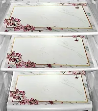 Premium Cotton PVC Rose & Leaf Printed Combo Fridge Top Cover and 2 Handle Cover with 3 Fridge Mats (Brown, 6 Piece set)-thumb3