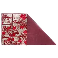 Premium Cotton PVC Rose & Leaf Printed Combo Fridge Top Cover and 2 Handle Cover with 3 Fridge Mats (Red, 6 Piece set)-thumb4