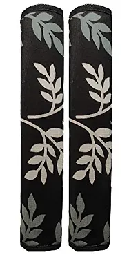 Premium Cotton PVC Leaf Printed Combo Fridge Top Cover and 2 Handle Cover with 3 Fridge Mats (Black, 6 Piece set)-thumb3