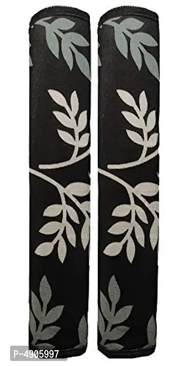 Premium Cotton PVC Leaf Printed Combo Fridge Top Cover and 2 Handle Cover with 3 Fridge Mats (Black, 6 Piece set)-thumb4