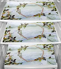 Premium Cotton PVC Tree Printed Combo Fridge Top Cover and 2 Handle Cover with 3 Fridge Mats (Brown, 6 Piece set)-thumb2