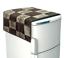 Premium Cotton PVC Tree Printed Combo Fridge Top Cover and 2 Handle Cover with 3 Fridge Mats (Brown, 6 Piece set)-thumb3